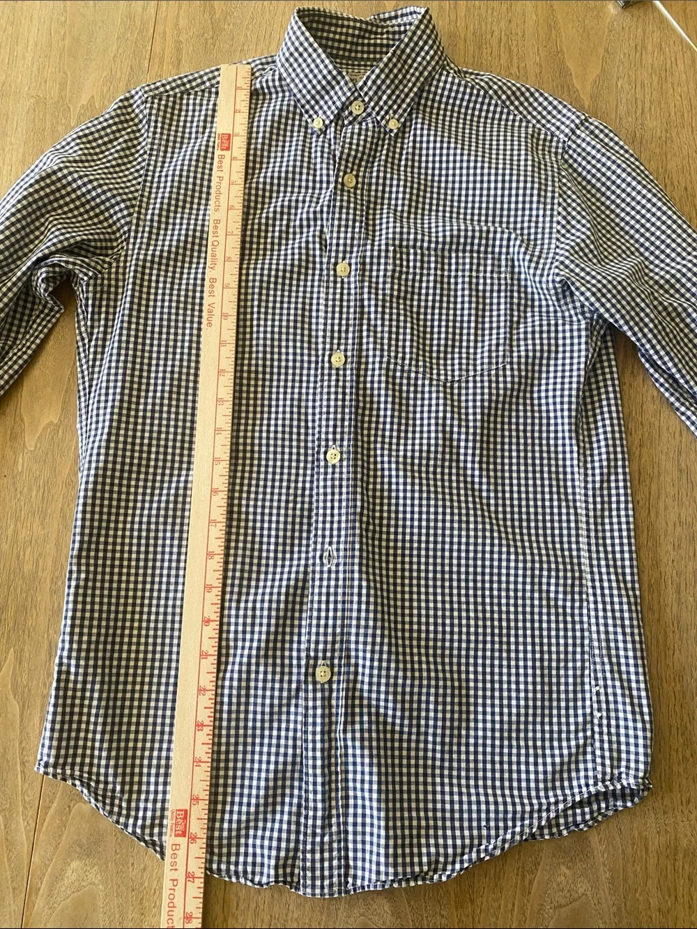 J. Crew Navy and White Gingham Button-Down Shirt